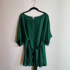 Foley + Corinna 100% Silk Green Tunic Dress w/ Wrap Tie